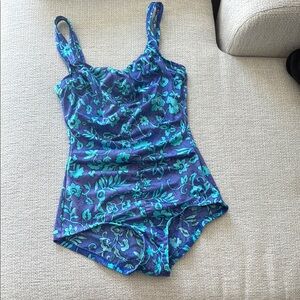 Maxine of Hollywood Blue Floral One Piece Swimsuit